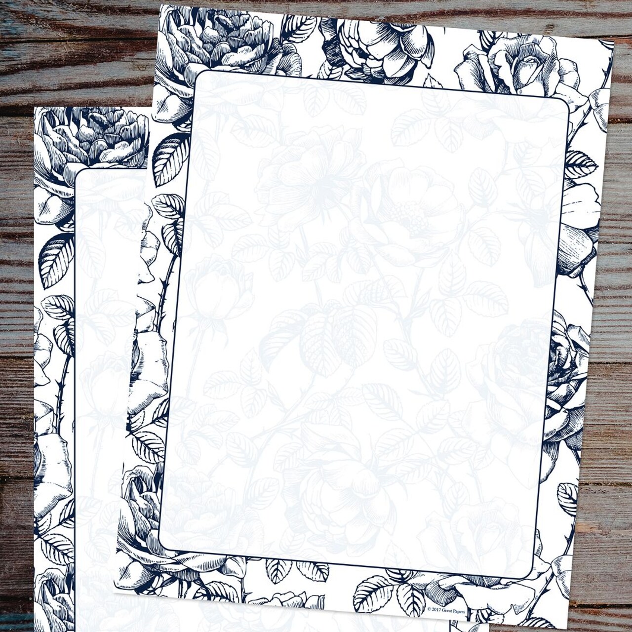 Great Papers! French Rose Stationery Letterhead, Invitations and Announcements, Printer Friendly, 8.5"x11", 80 Pack